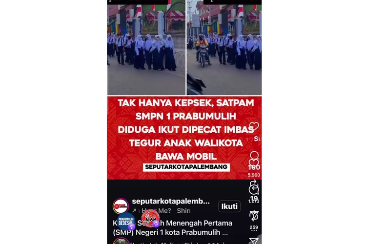 Kepsek SMPN 1 Prabumulih Dicopot, Diduga Sapa Anak Walkot Bawa Mobil